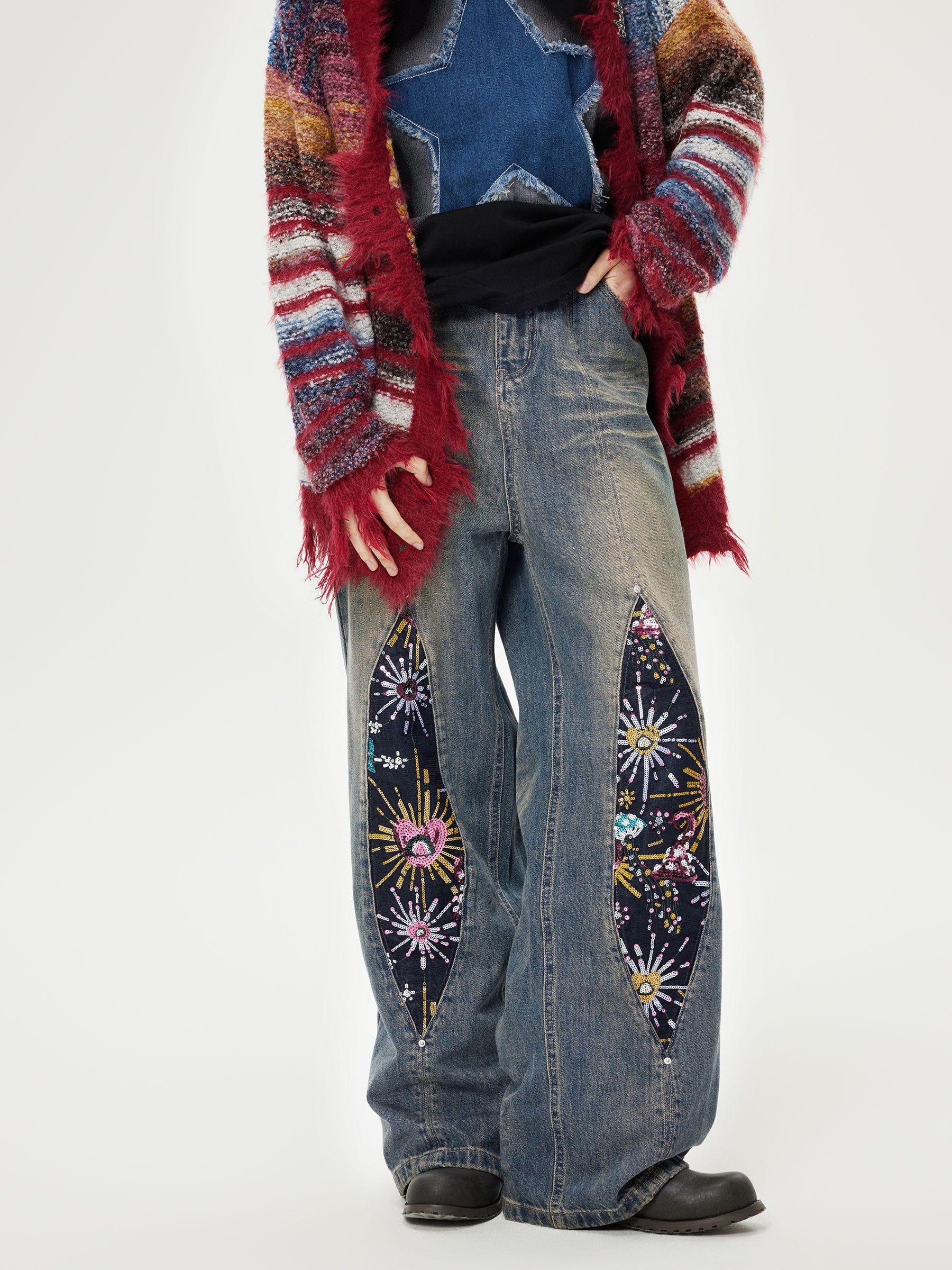 Firework Beadwork Loose Jeans