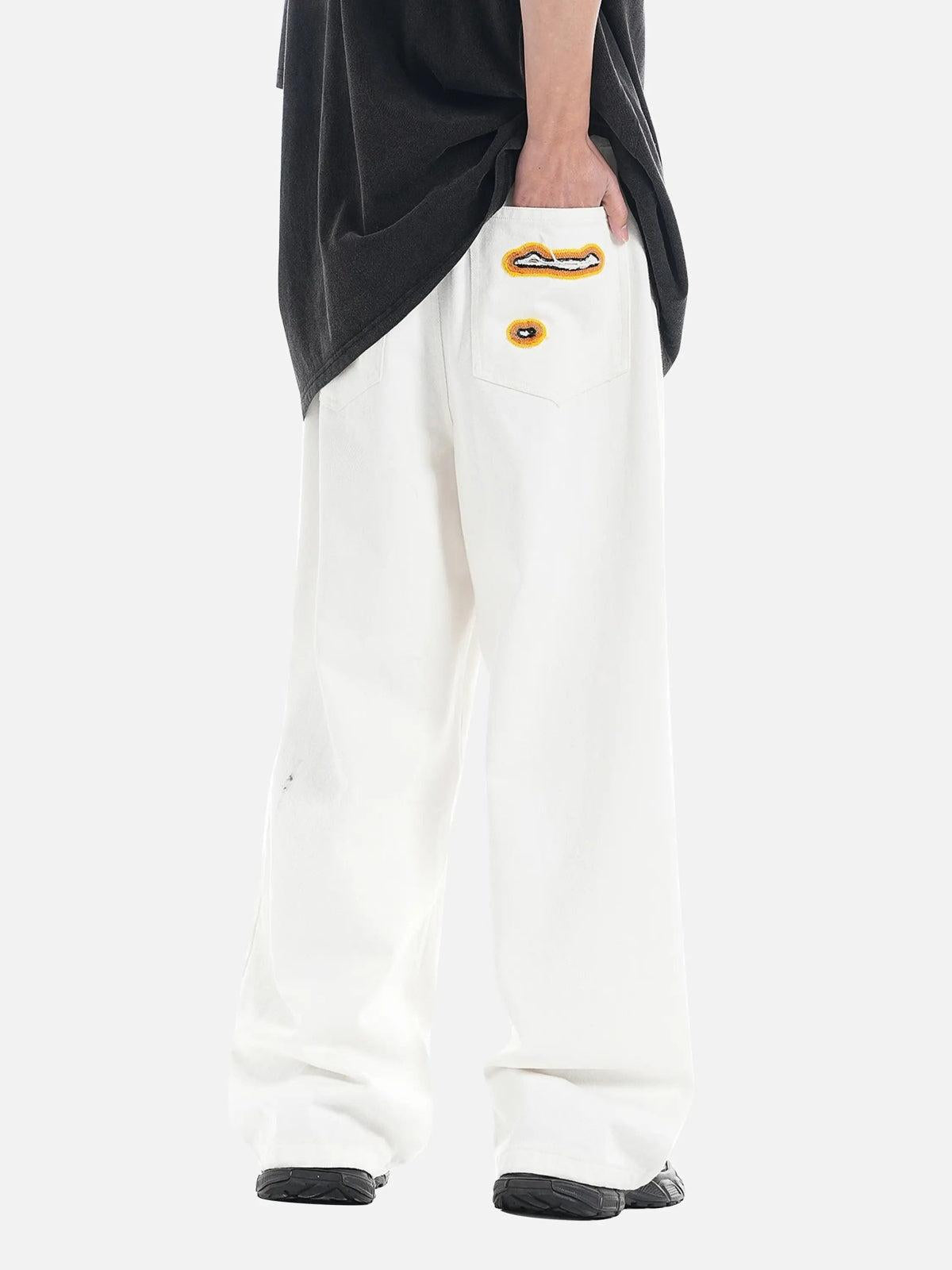 Flame-Scarred Towel Embroidered Jeans