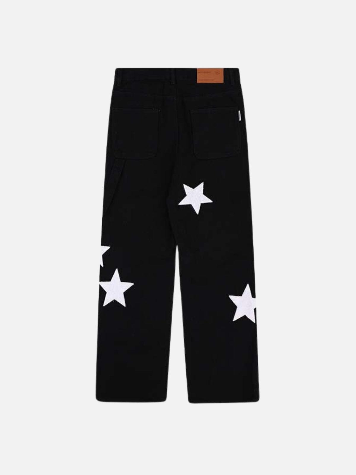 Flocked Star Straight Jeans