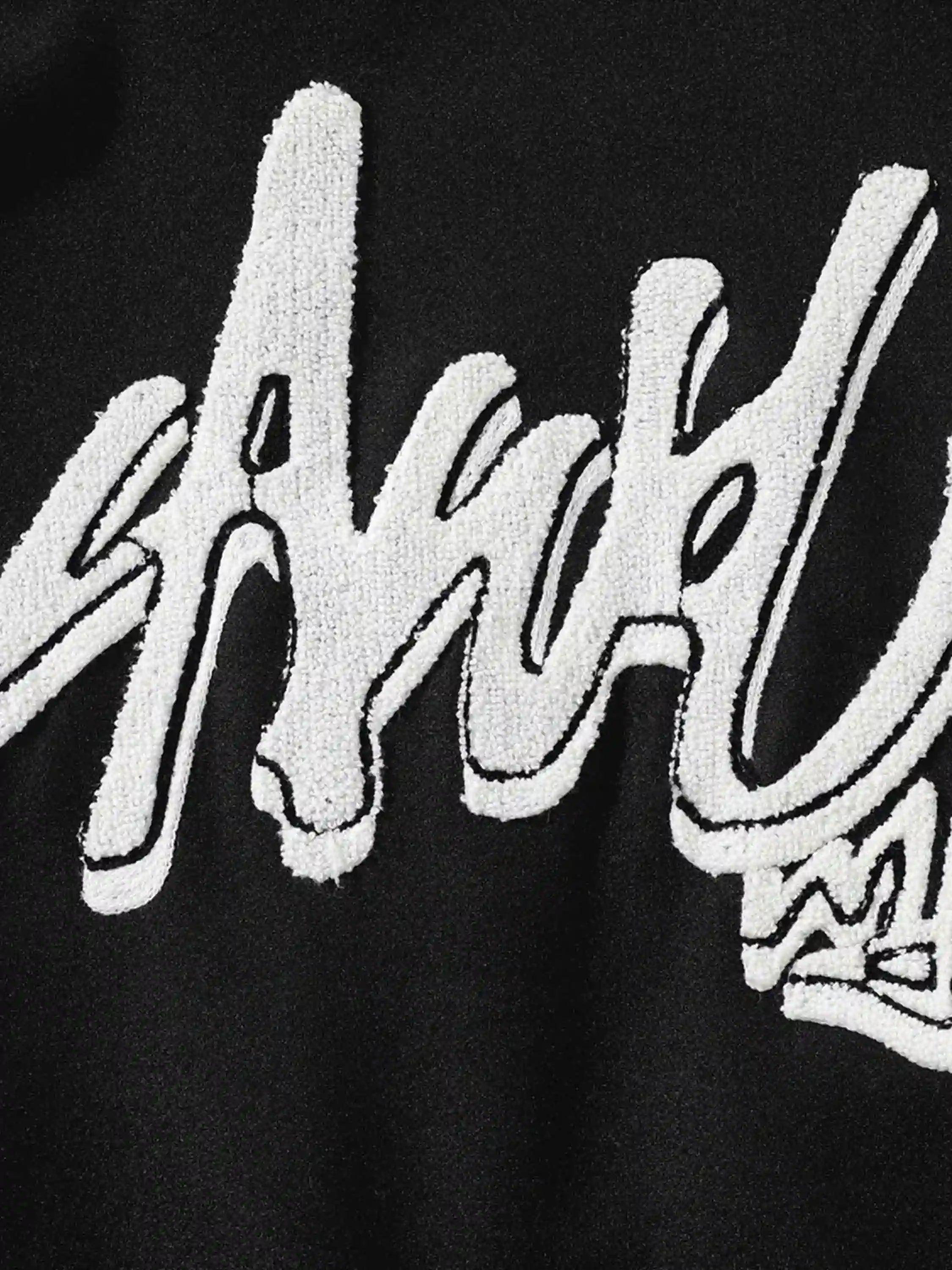Flocking Embroidery Baseball Jacket