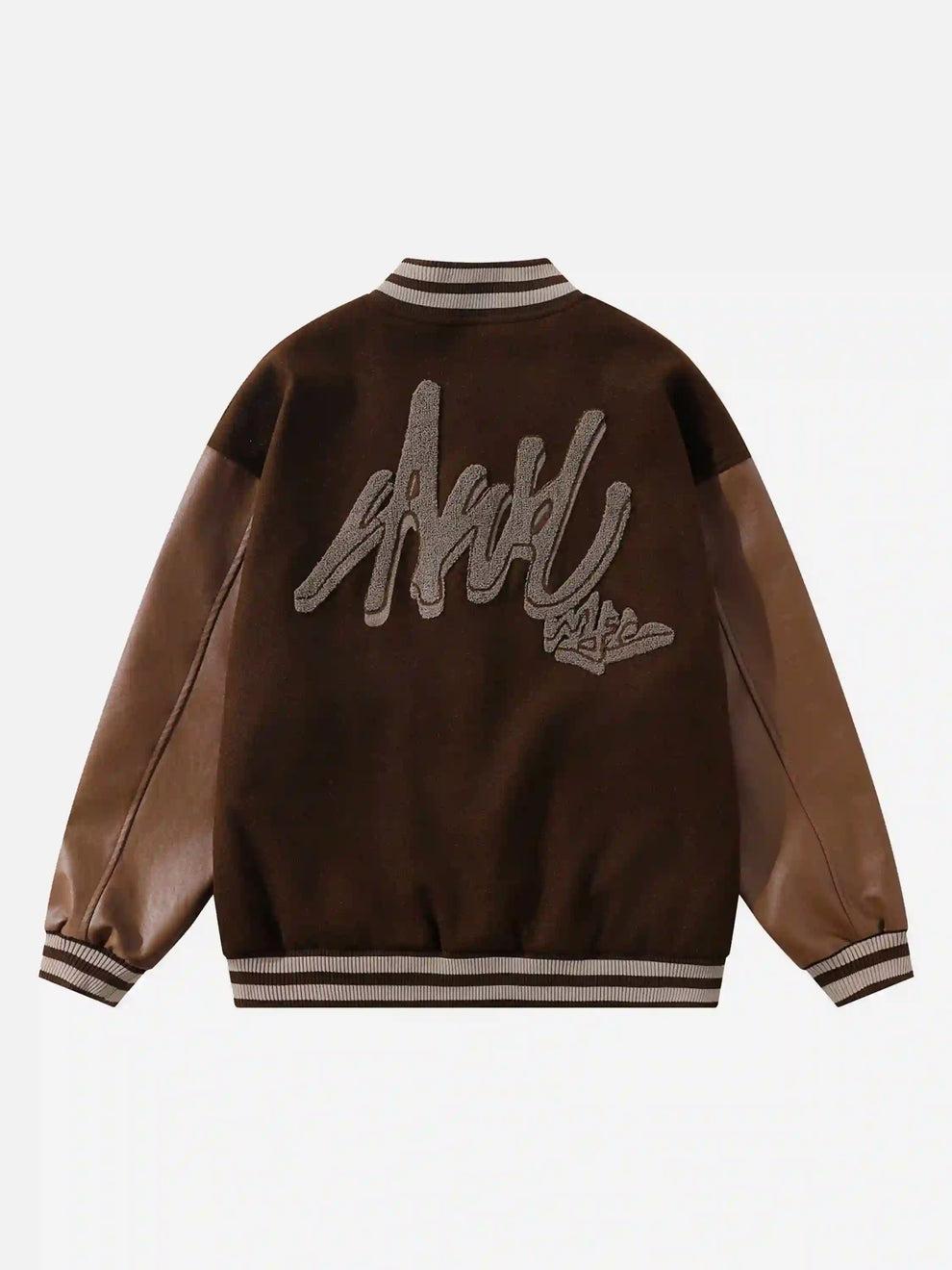 Flocking Embroidery Baseball Jacket