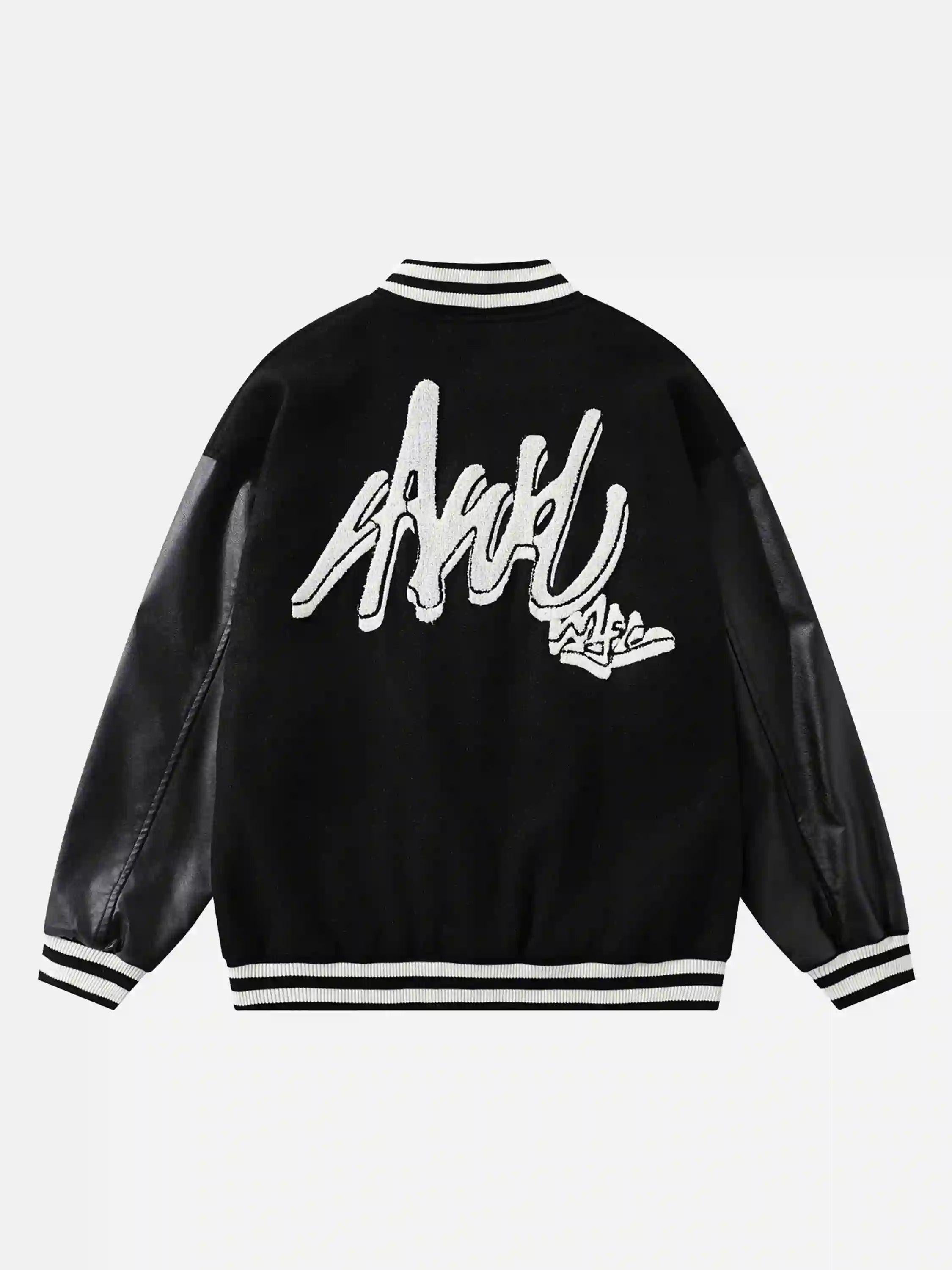 Flocking Embroidery Baseball Jacket