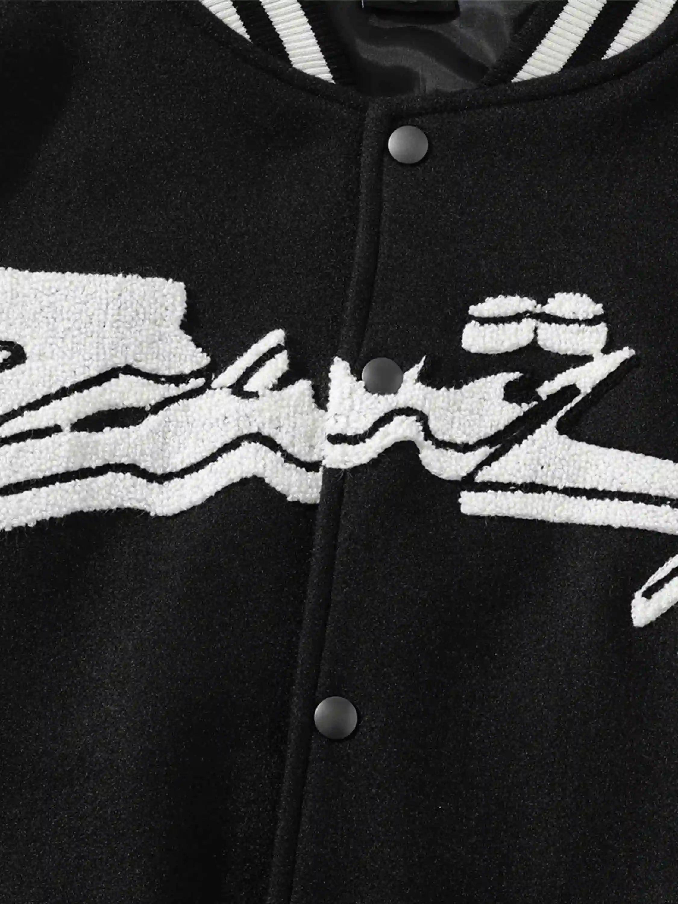 Flocking Embroidery Baseball Jacket