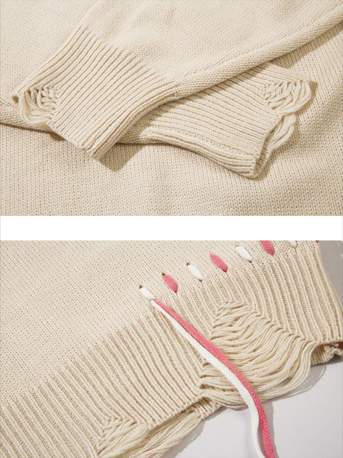 Floral Embroidered Crew Neck Sweater