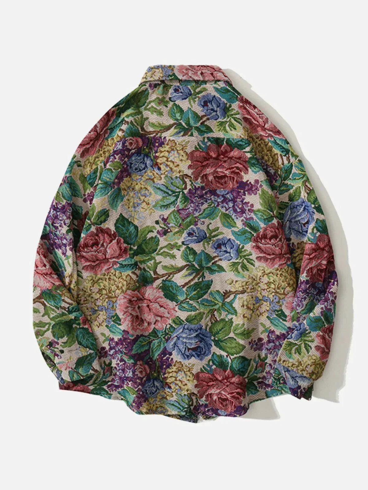 Floral Embroidered Long-Sleeved Shirt