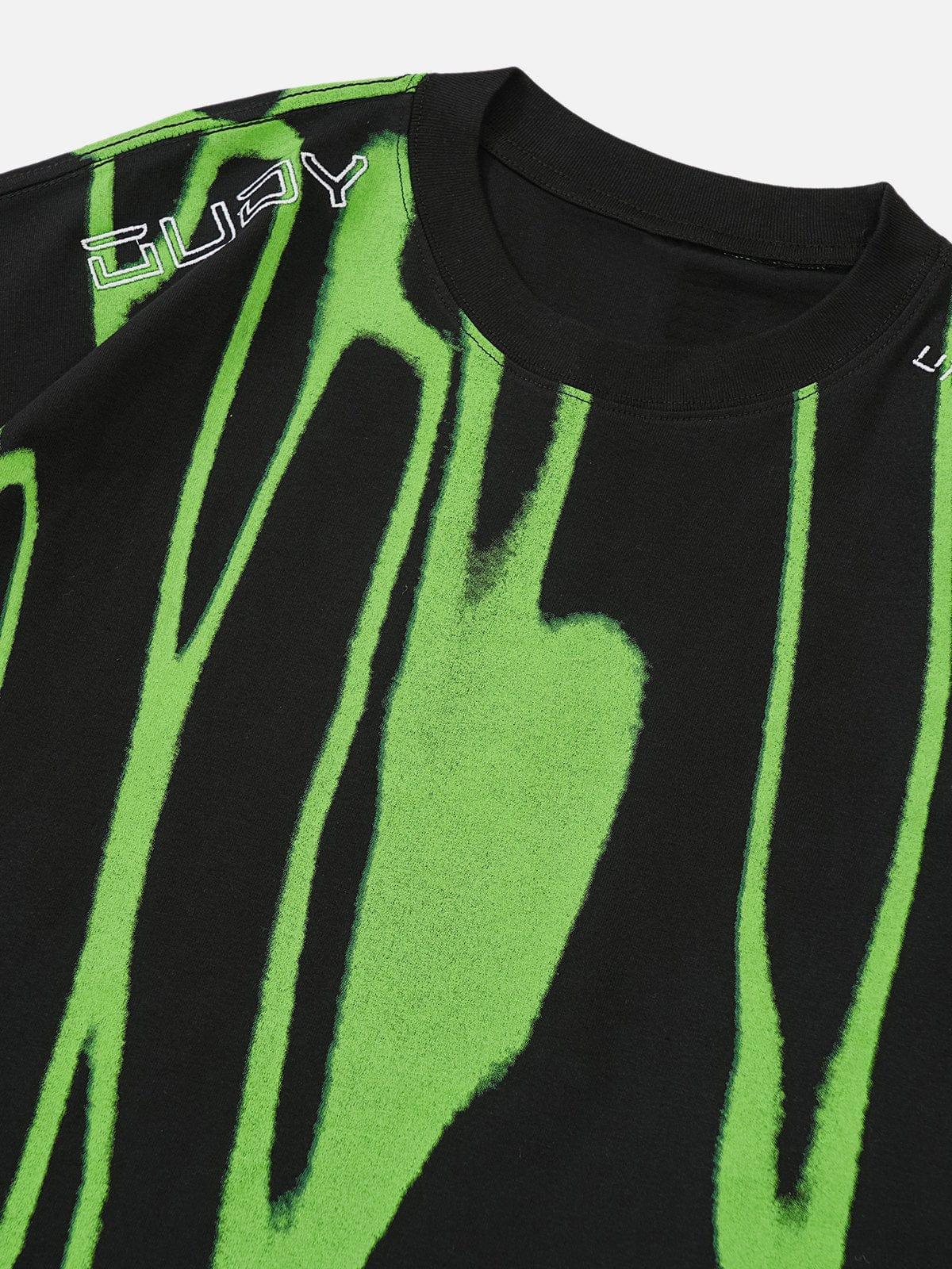Fluorescent Irregular Printing Tee