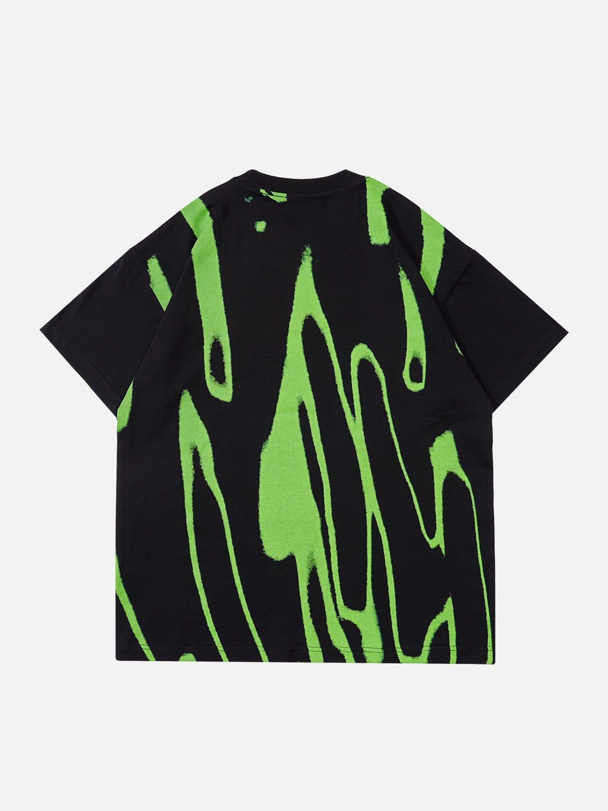 Fluorescent Irregular Printing Tee