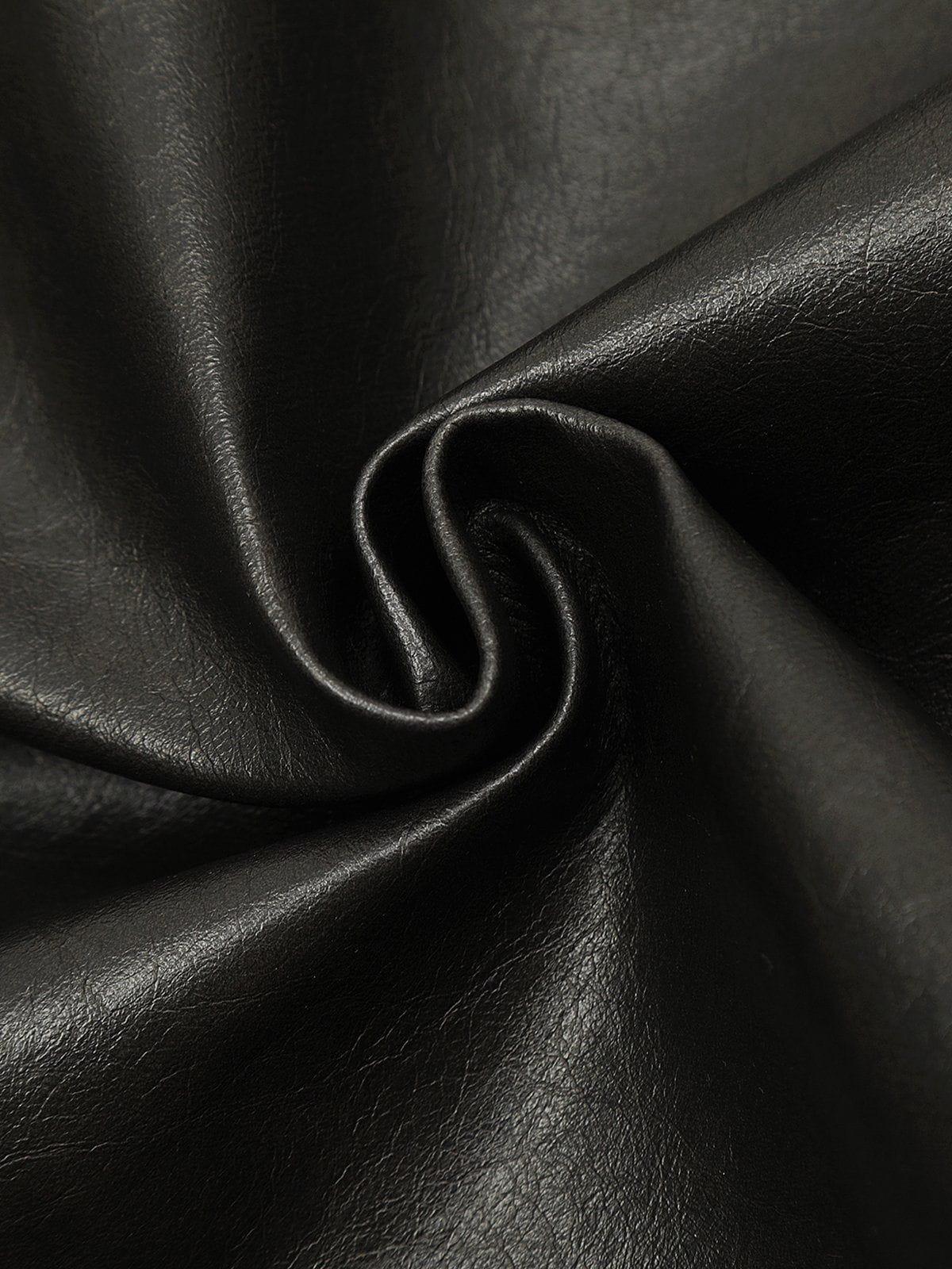 Fold-Over Washed Faux Leather Jacket