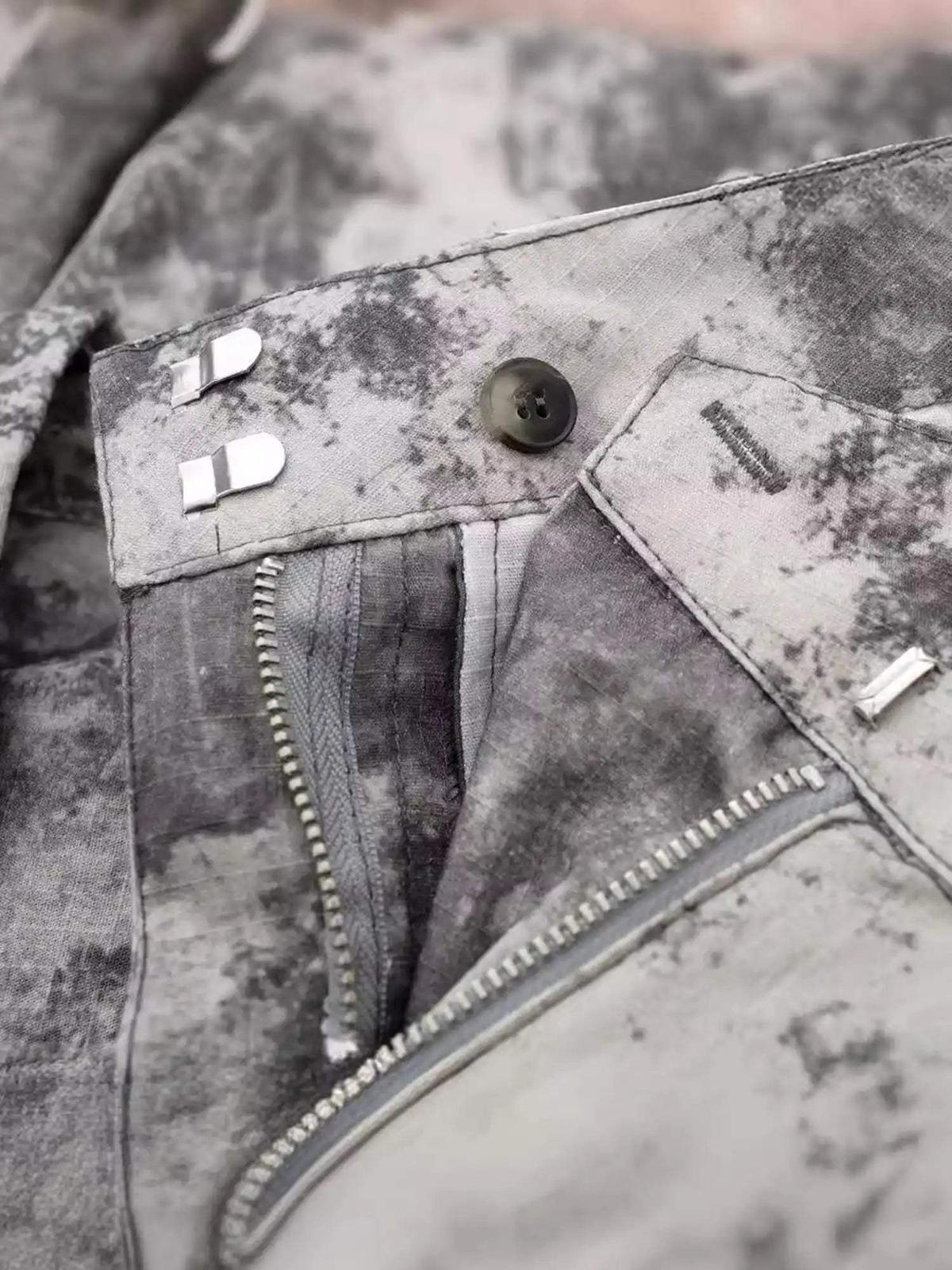 French Loose Pocket Printed Mid-Rise Cargo Pants