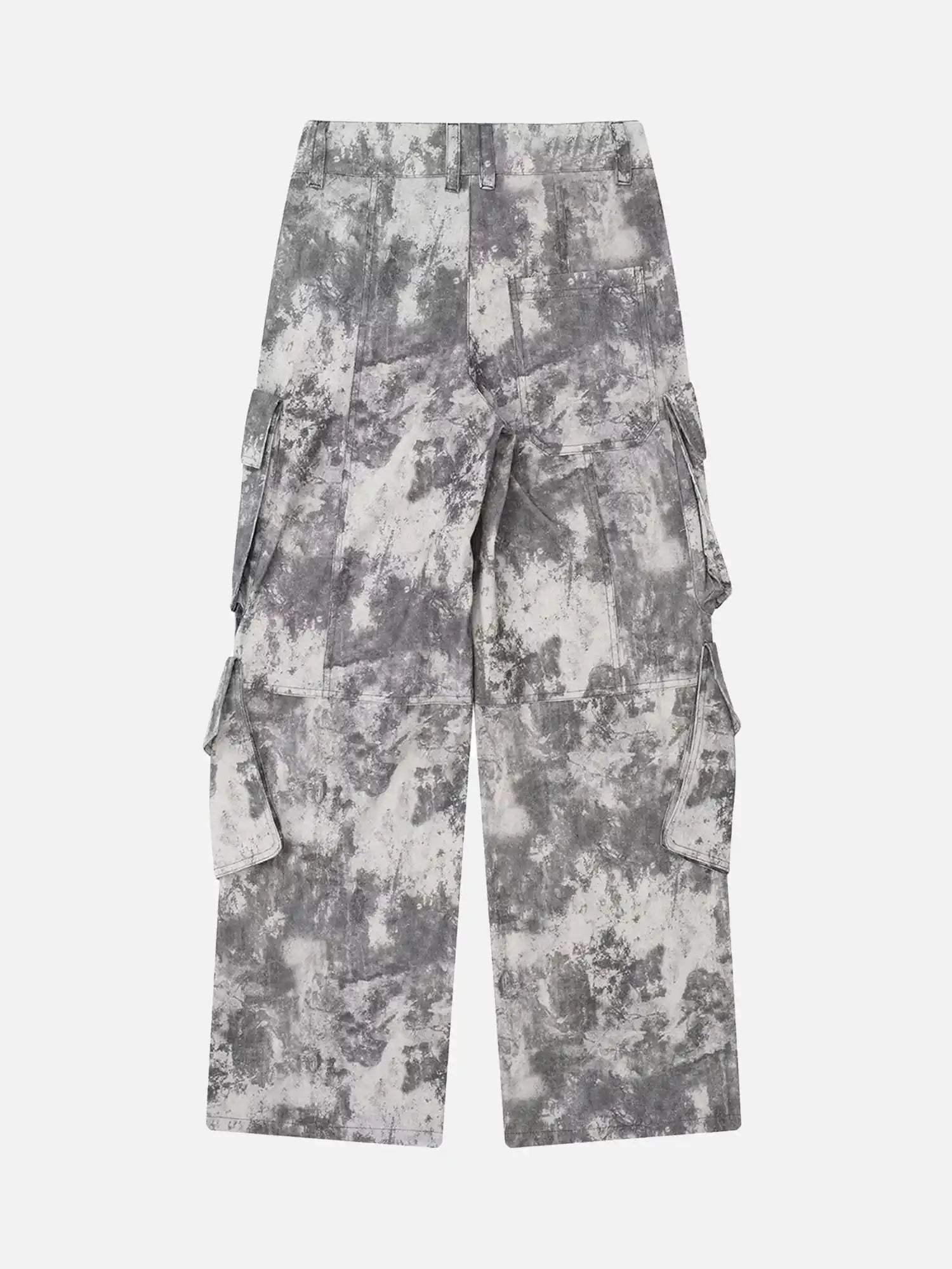 French Loose Pocket Printed Mid-Rise Cargo Pants