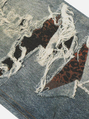 Fringe Distressed Print Jeans