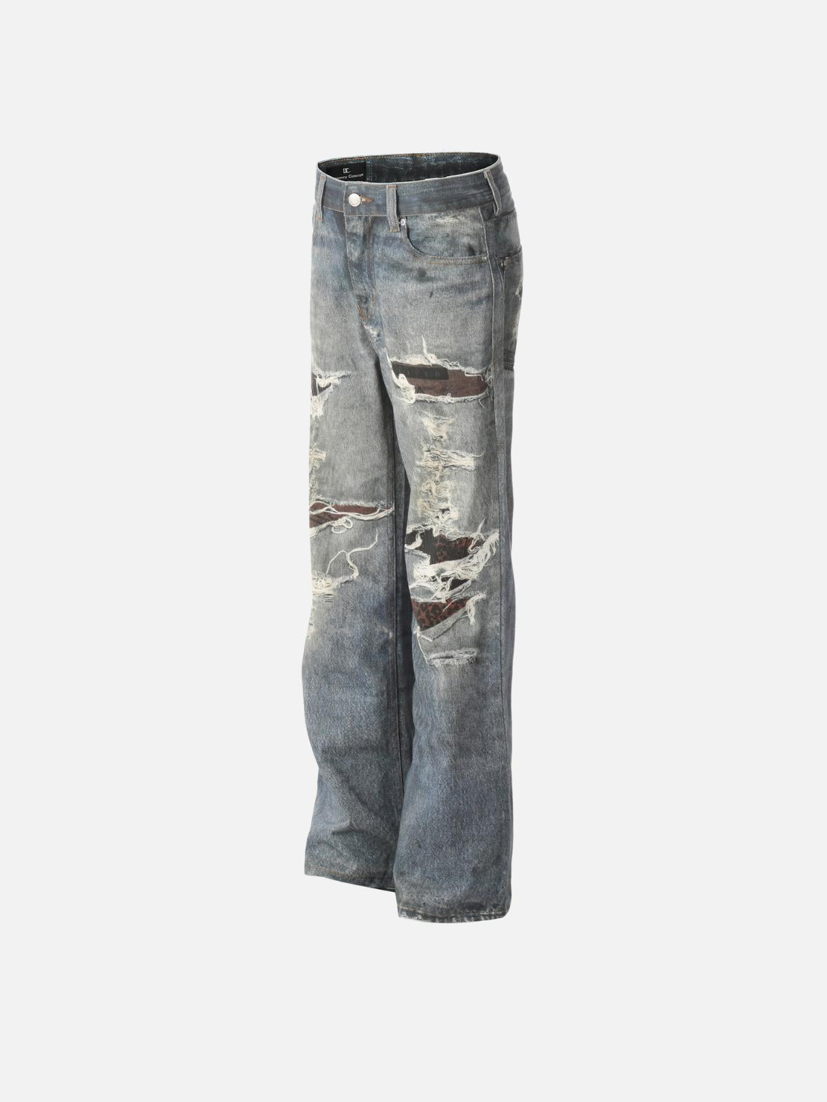 Fringe Distressed Print Jeans