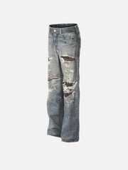 Fringe Distressed Print Jeans