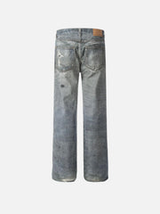 Fringe Distressed Print Jeans