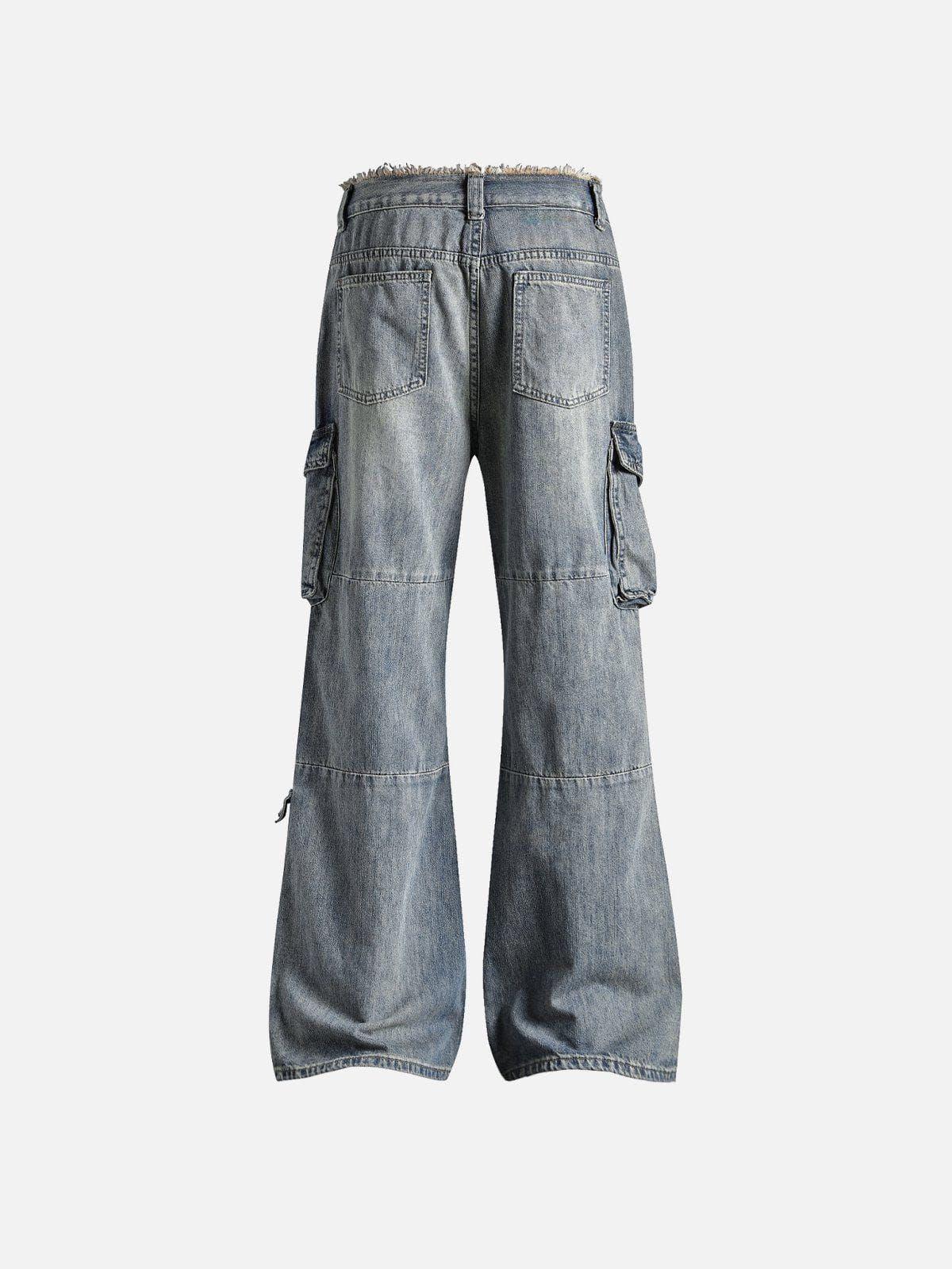 Fringe Washed Multi Pocket Jeans
