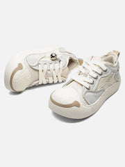 Fun Big Toe Leather Spliced Sneakers