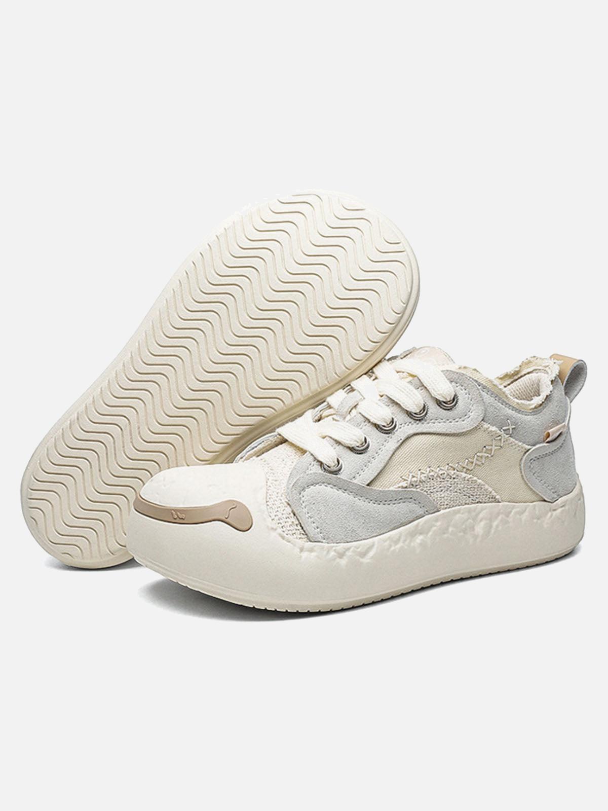 Fun Big Toe Leather Spliced Sneakers