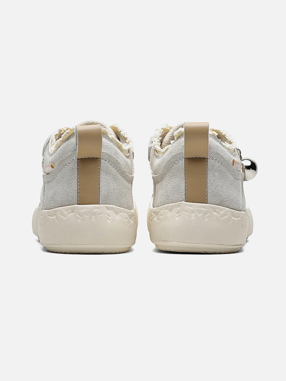 Fun Big Toe Leather Spliced Sneakers