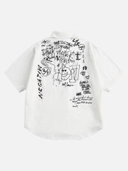 Fun Graffiti Print Short Sleeve Shirt
