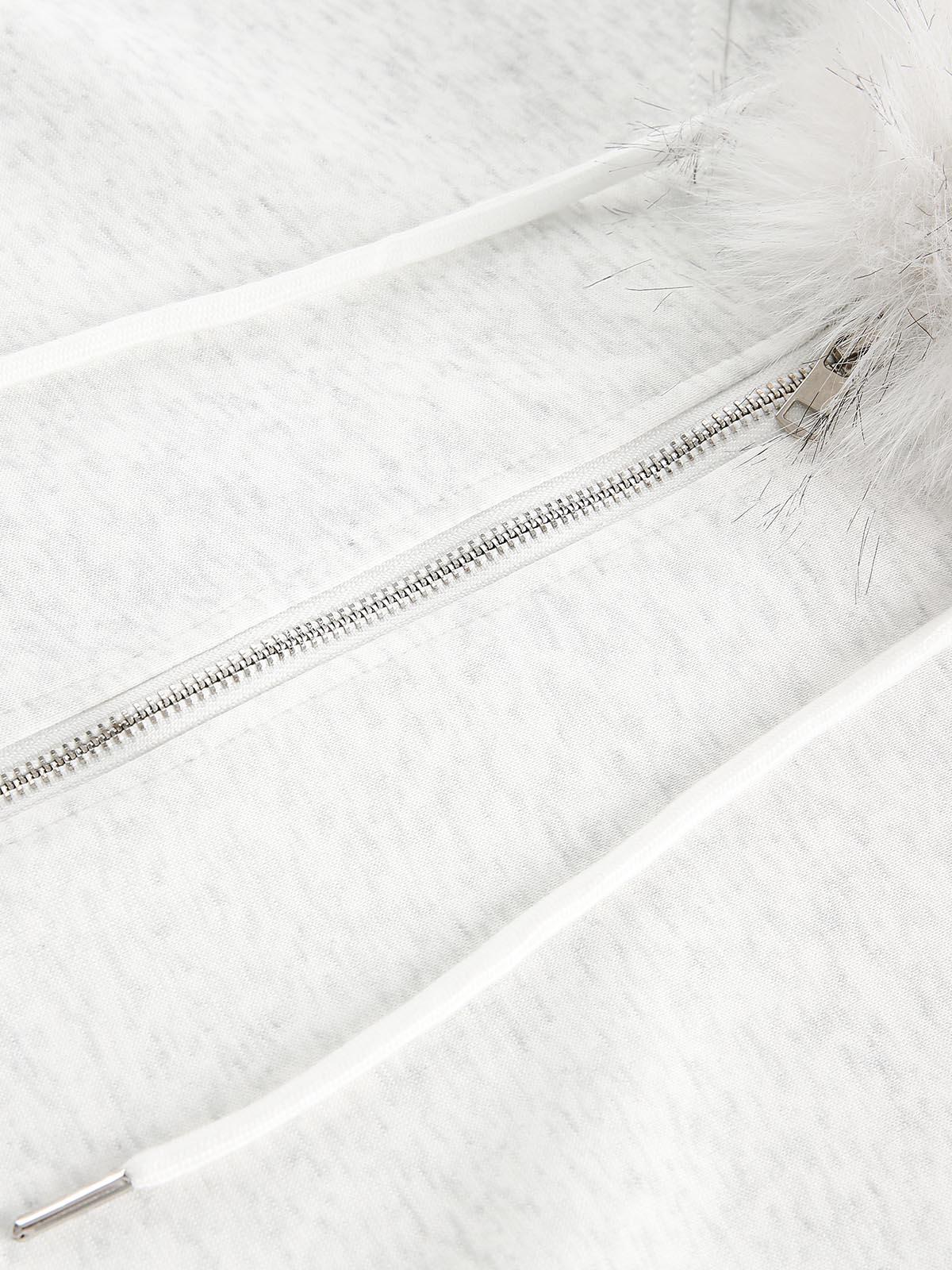 Fur Collar Stitch Detail Cardigan
