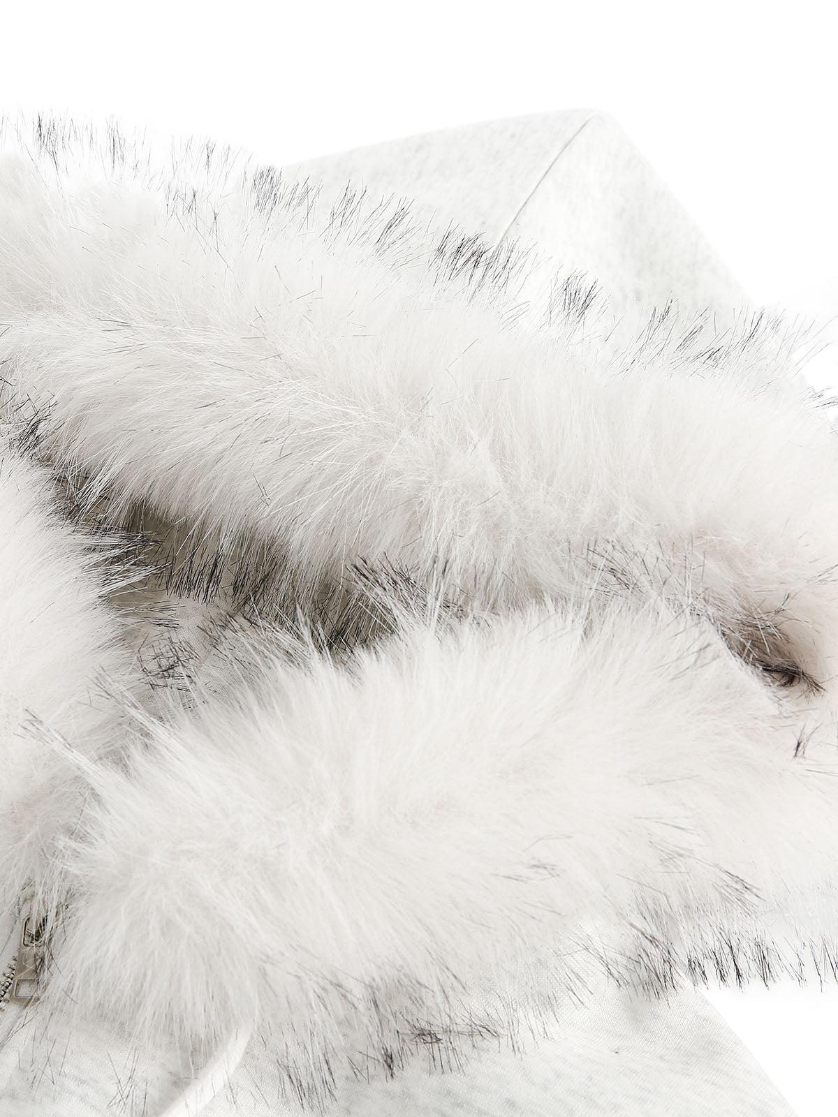 Fur Collar Stitch Detail Cardigan