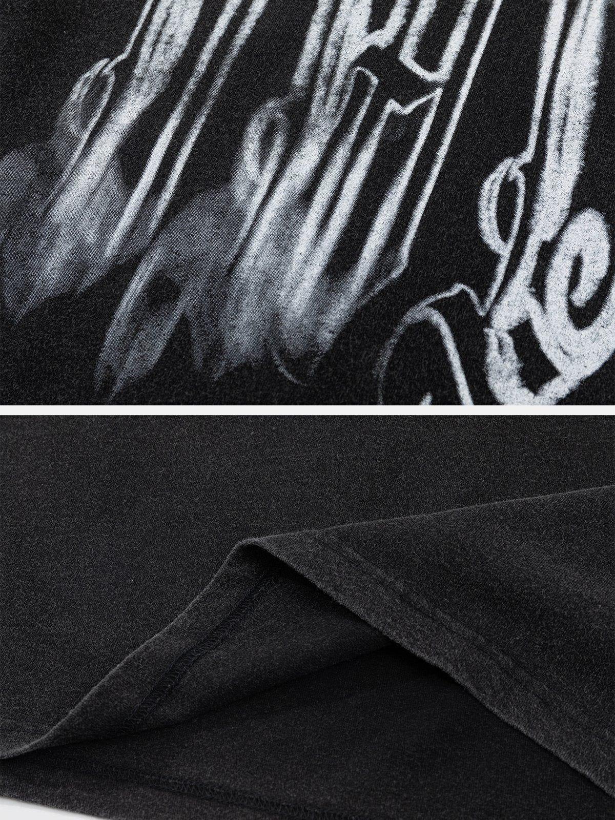 Fuzzy Font Print Washed Tee
