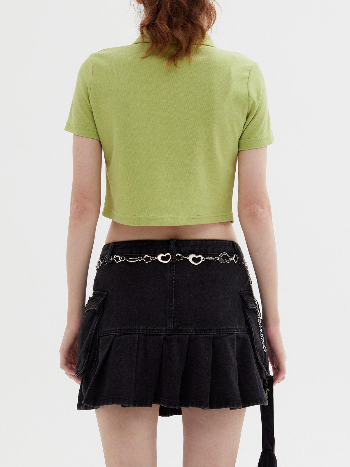 Geometric Zip Up Crop Tee