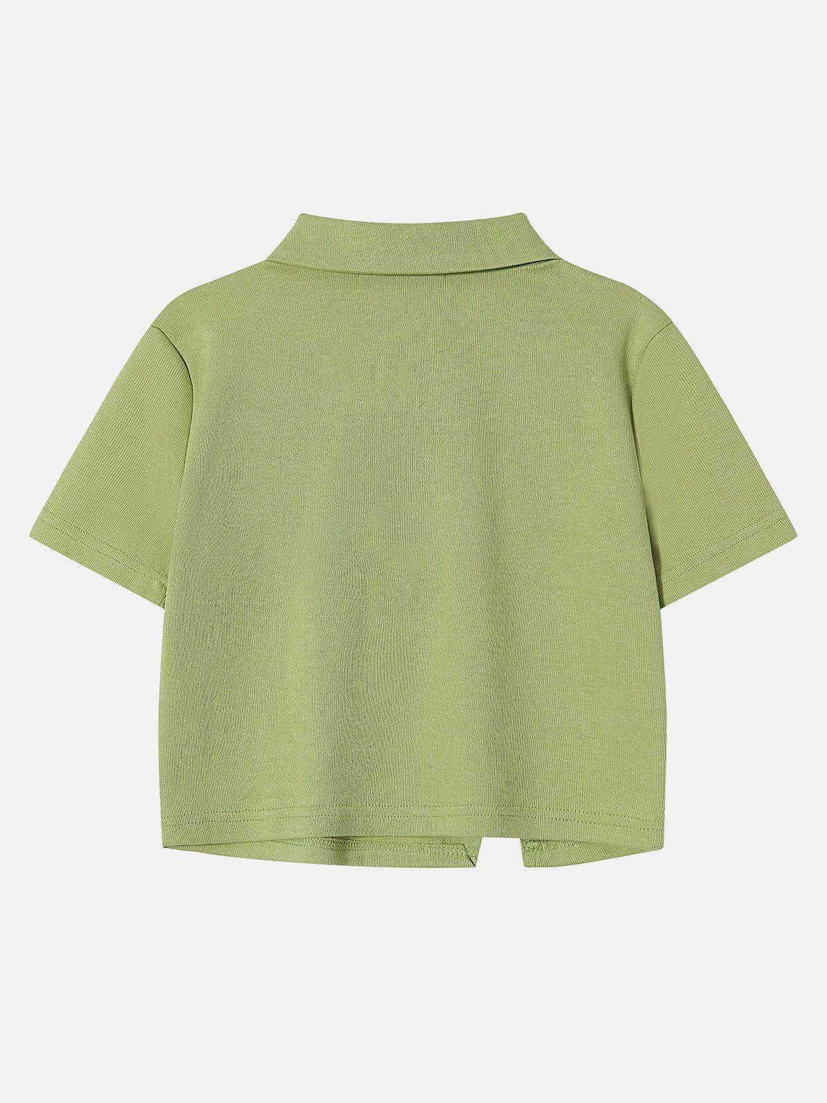 Geometric Zip Up Crop Tee