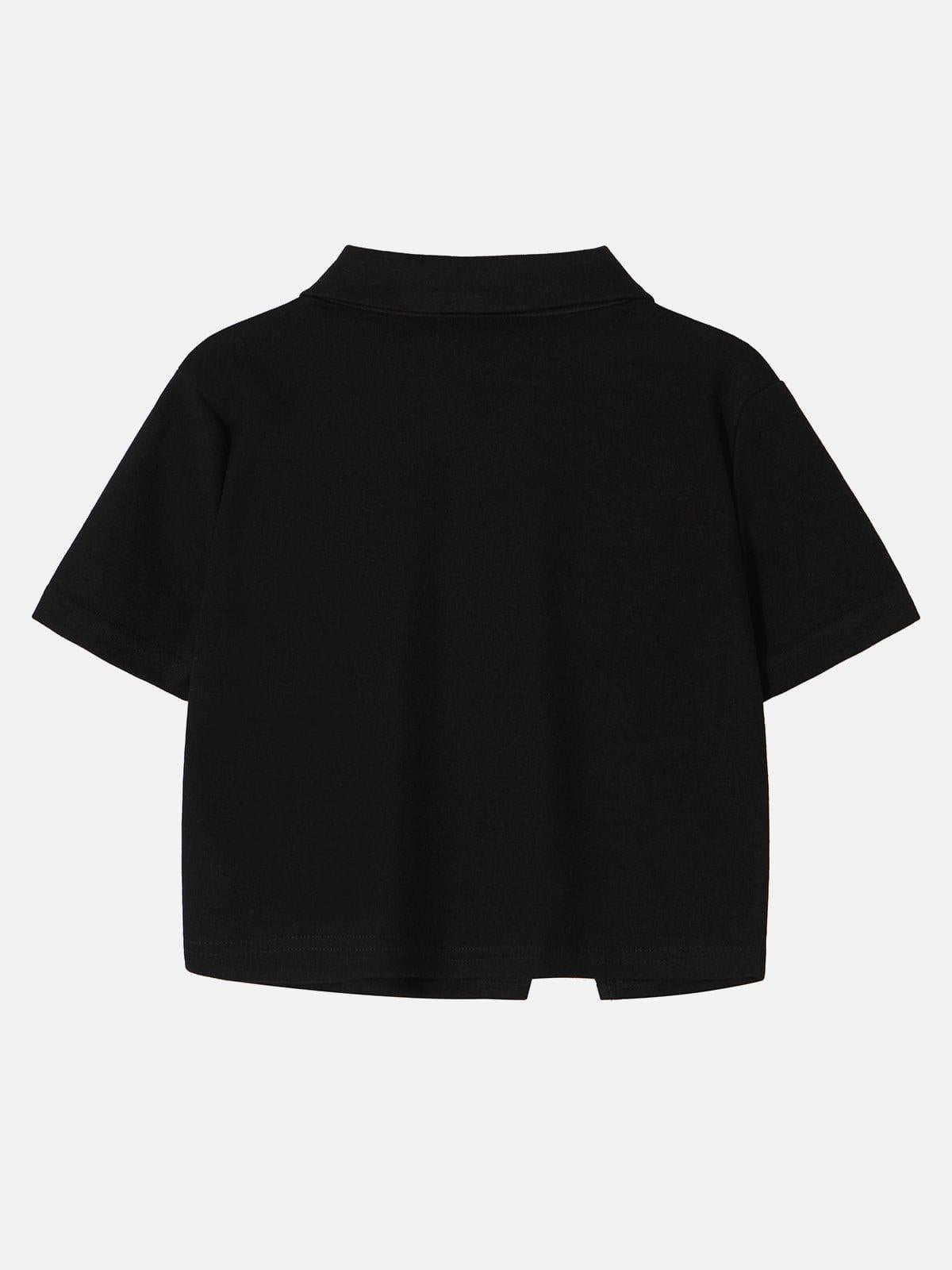 Geometric Zip Up Crop Tee