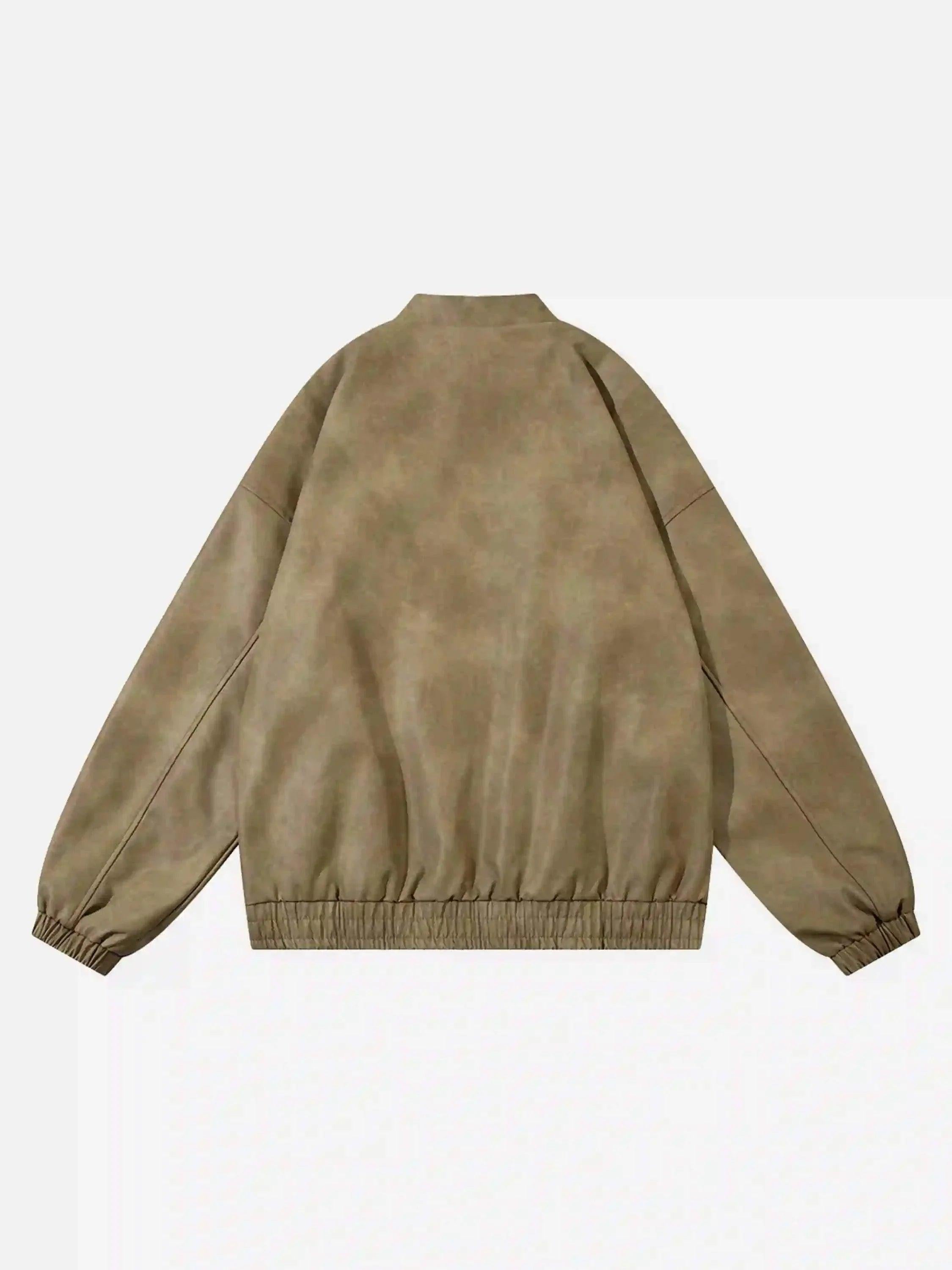 Gothic Alphabet Patch Racing Collar Jacket