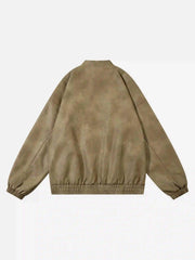 Gothic Alphabet Patch Racing Collar Jacket