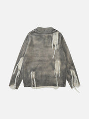 Gradient Distressed Polo Sweater