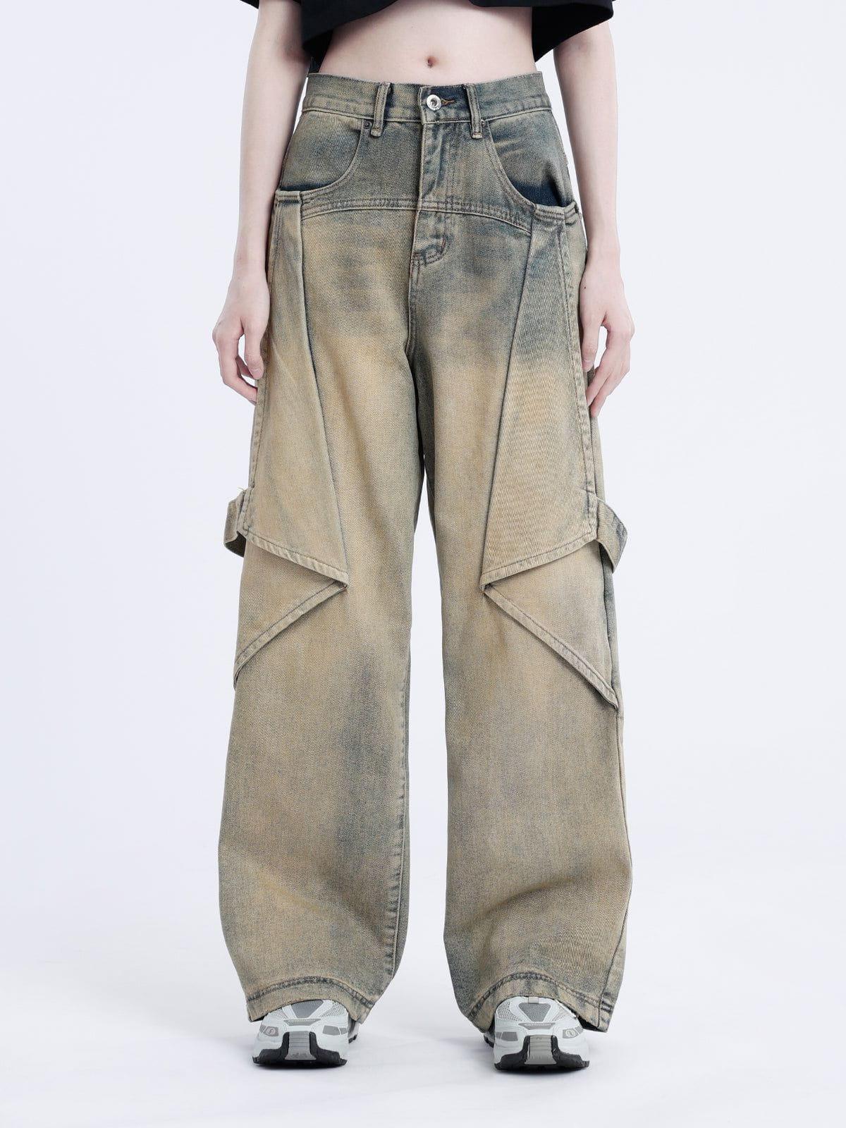 Gradient Irregular Patchwork Jeans