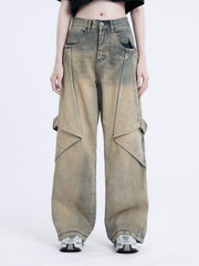 Gradient Irregular Patchwork Jeans