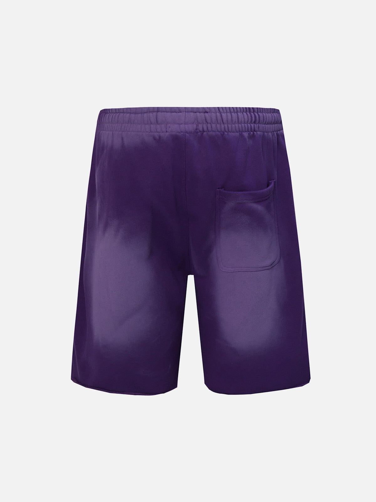 Gradient Letter Print Drawstring Shorts