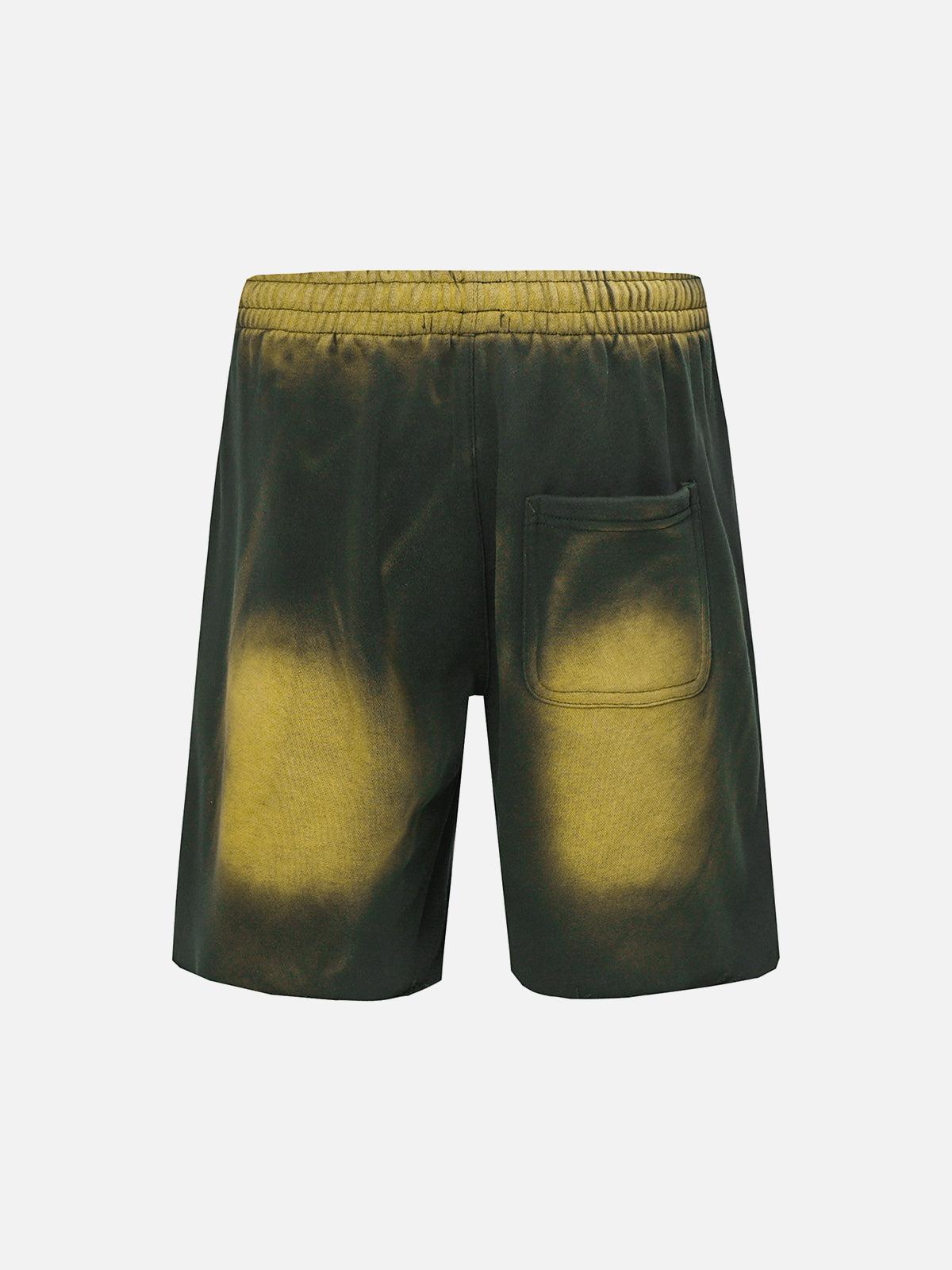 Gradient Letter Print Drawstring Shorts