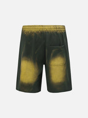 Gradient Letter Print Drawstring Shorts