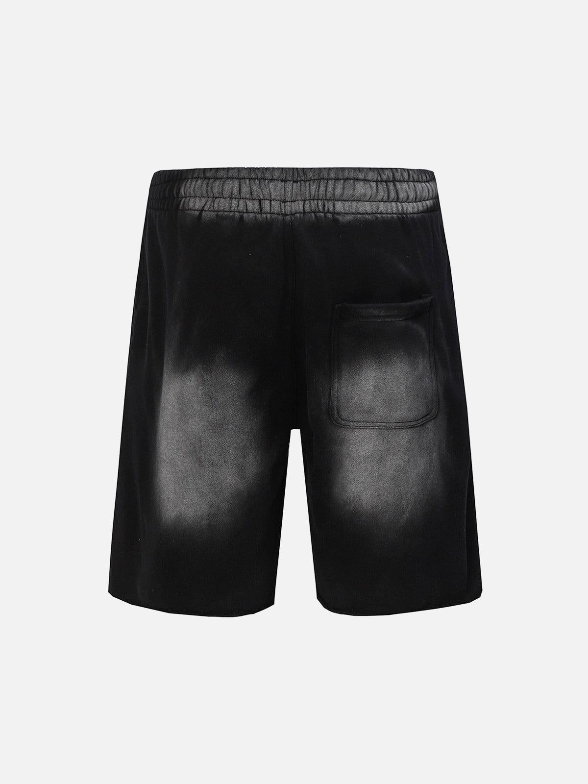 Gradient Letter Print Drawstring Shorts