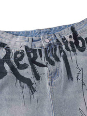 Graffiti Letter Denim Shorts