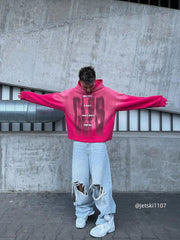 Graffiti Letter Gradient Distressed Hip-Hop Hoodie