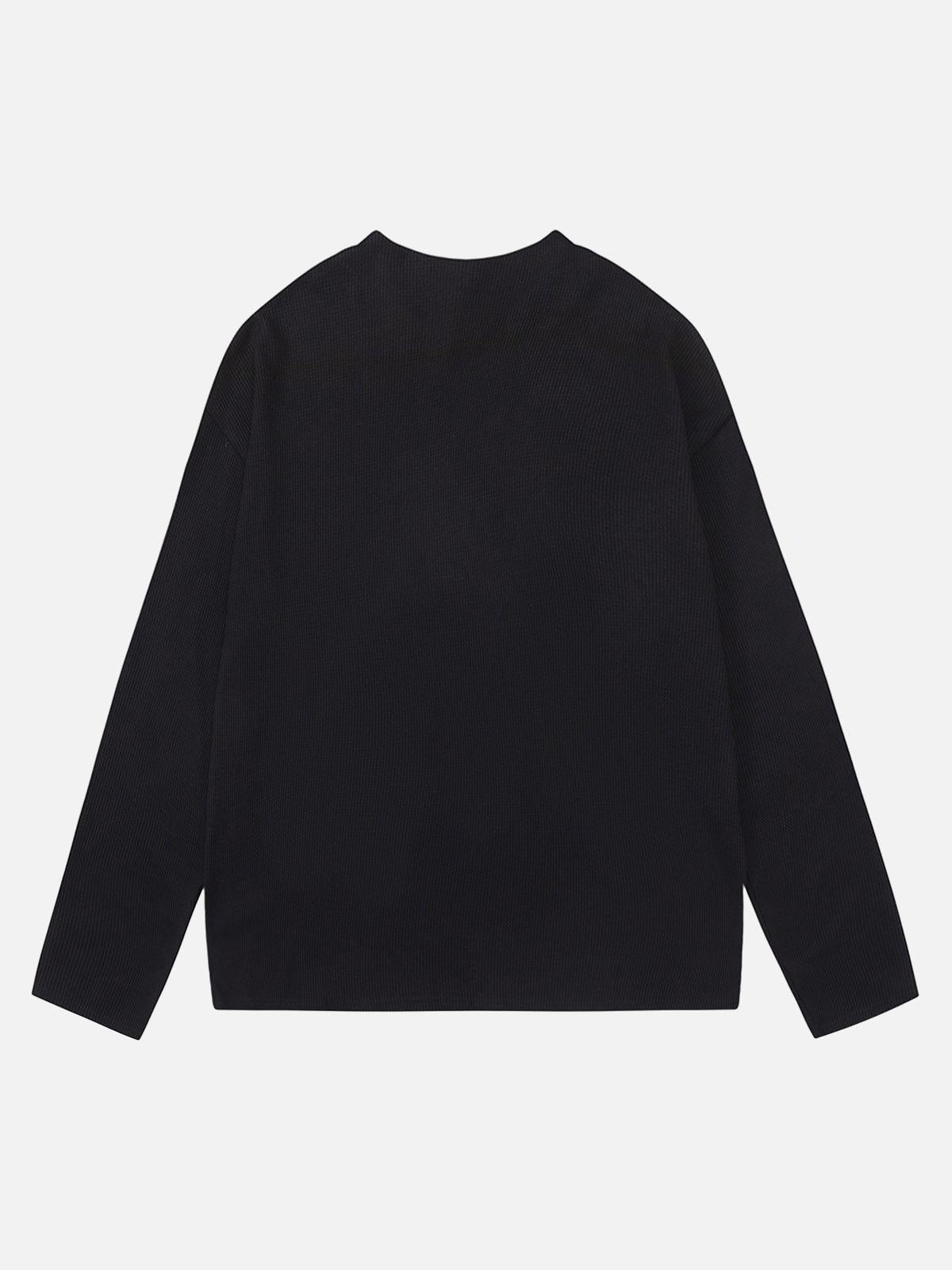 Half Zip Crew Neck Printed Knitted Sweater