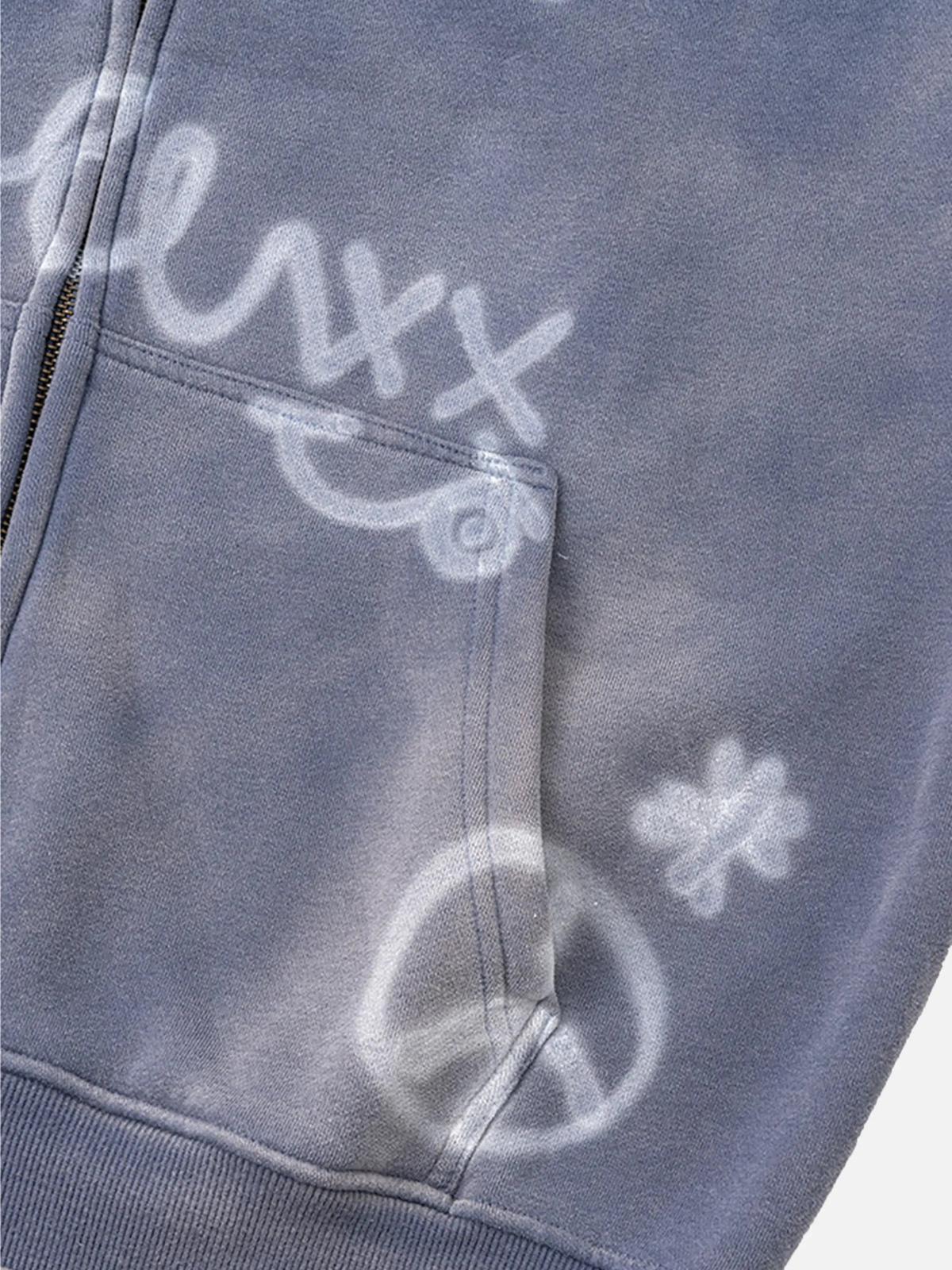 Hand-Drawn Graffiti Washed Thick Hoodie