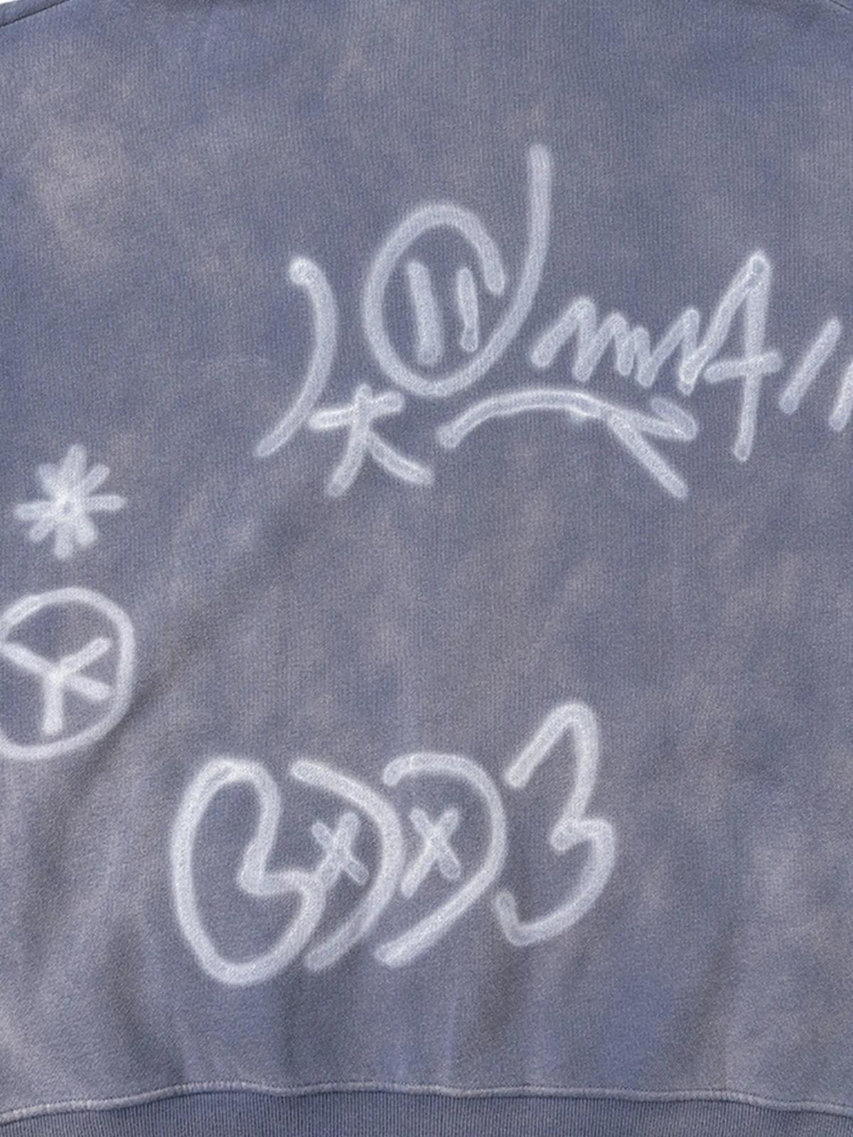 Hand-Drawn Graffiti Washed Thick Hoodie