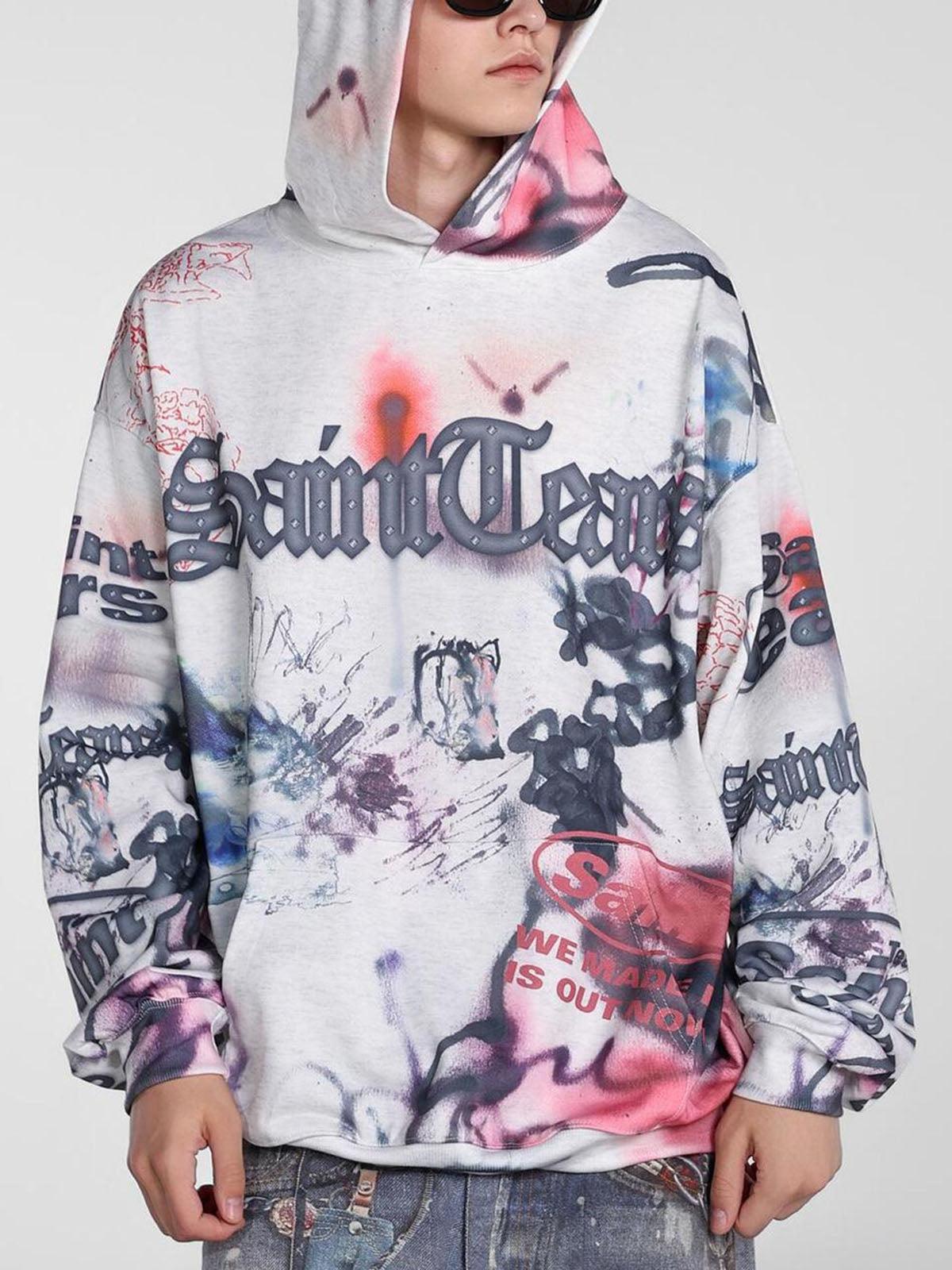 Hand-Painted Ink Graffiti Hoodie
