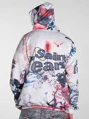 Hand-Painted Ink Graffiti Hoodie