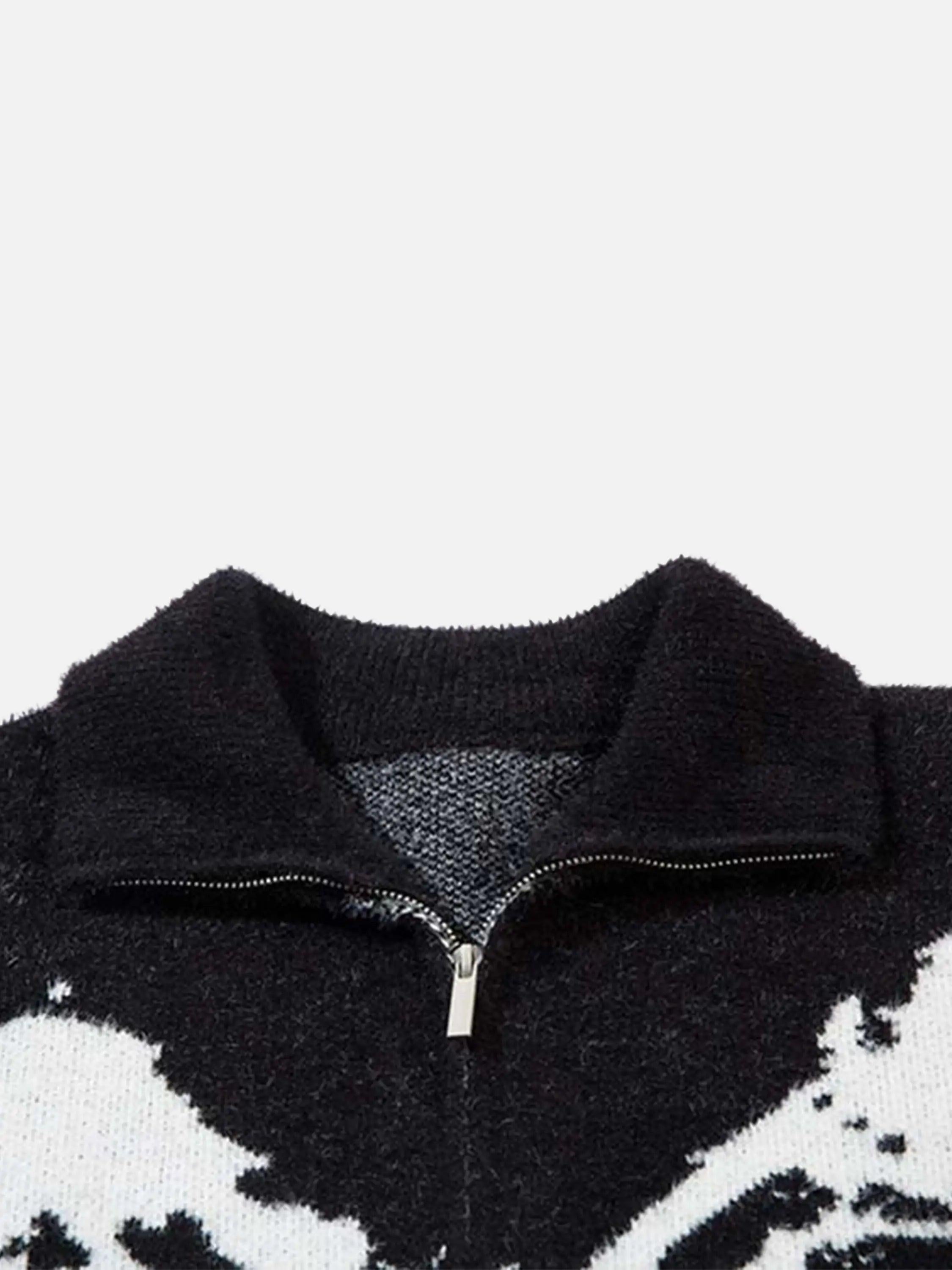 Hand-Painted Slogan Butterfly Jacquard Cardigan