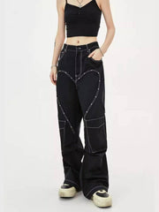 Heart Rivet Multi-Pocket Jeans