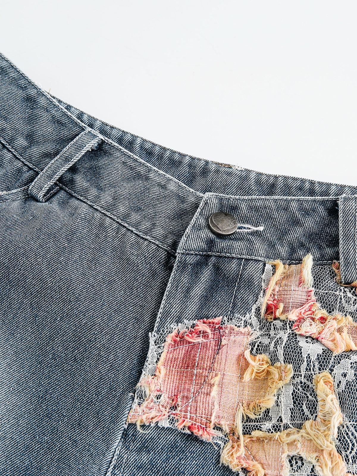 Heavy Craftsmanship Lace Crop Jorts