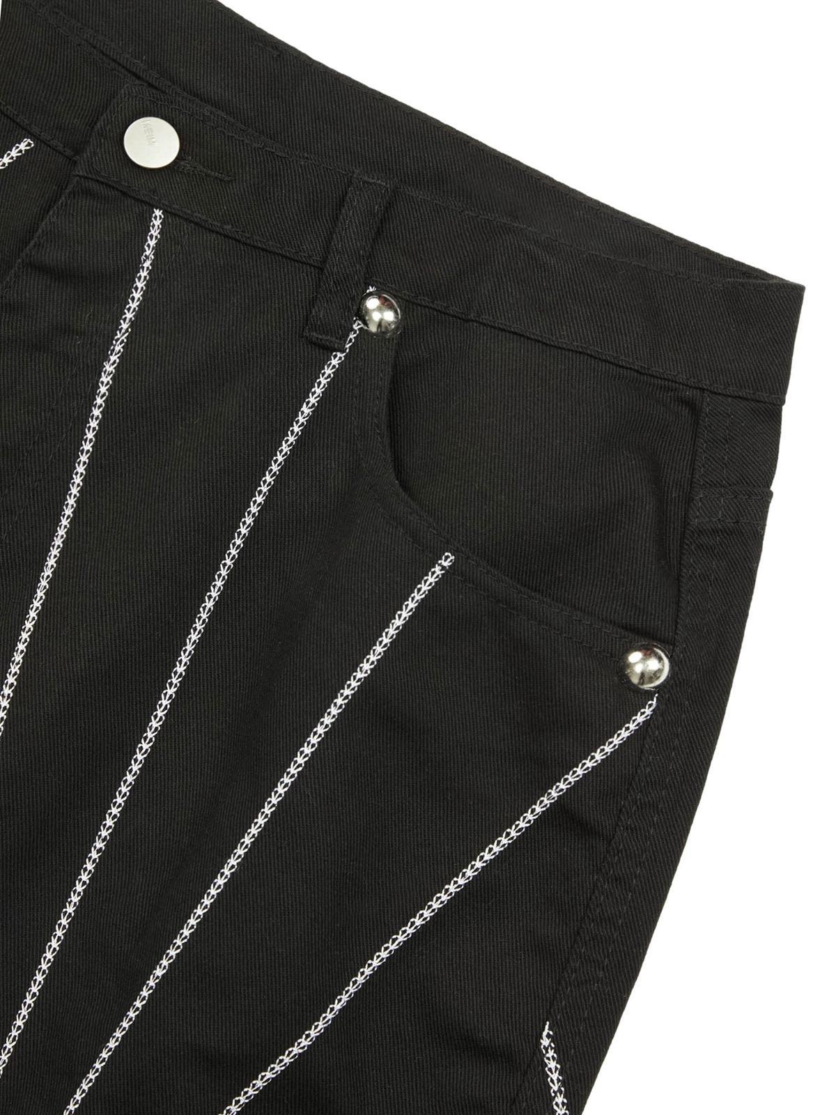 Heavy Spider Web Embroidered Topstitch Jeans
