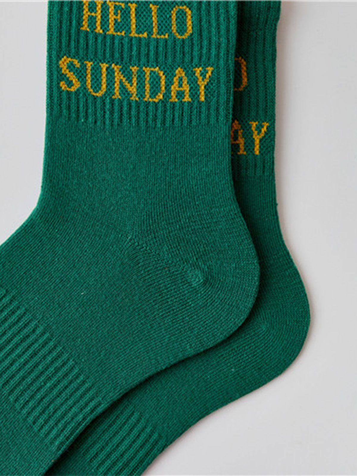 "HELLO SUNDAY" Socks